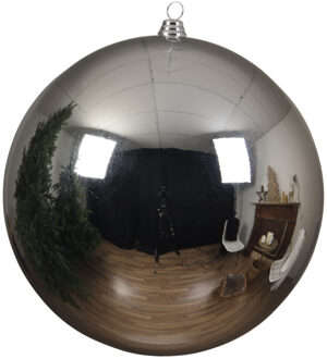 Grote raam/deur/kerstboom decoratie zilveren kerstballen 25 cm glans - Kerstbal Zilverkleurig