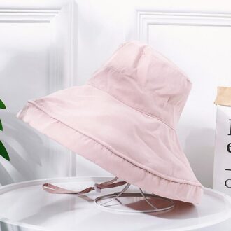 Grote Rand Vrouwen Zon Hoeden Zomer Strand Toevallige Hoed Opvouwbare Effen Kleur Unieke Leides Visser Hoed Elegante Strand Hoeden Roze
