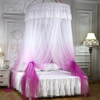 Grote Romantische Kleurverloop Dome Mug Gordijnen Prinses Dome Klamboe Thuis Dome Opvouwbaar Bed Luifel Met Haak # T2 heet roze