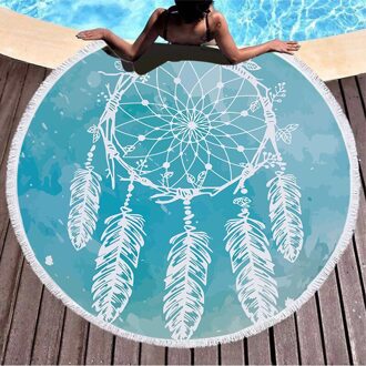 Grote Ronde Strand Tapijt Met Nordic Bohemian Stijl Picknick Mat Met Bloemen Geometrische Zon Sjaal 001