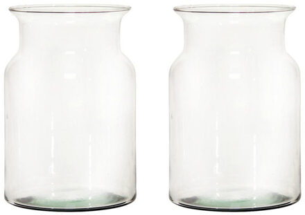 Grote ronde vaas/vazen Cartagena - Set van 2x stuks - helder transparant glas - 40 x 19 cm