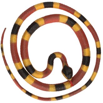 Grote rubberen speelgoed Python slangen bruin/geel 137 cm