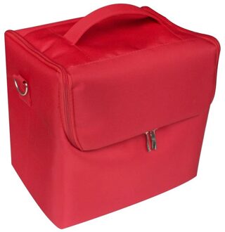Grote Ruimte Make Case Jewellery Box Met Schouderriem Zwart Rood