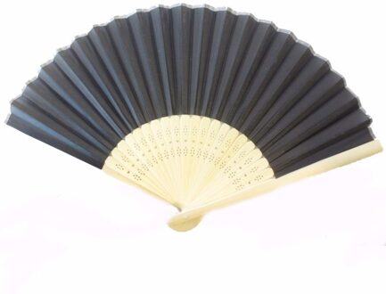 Grote Spaanse handwaaier - zwart - 38 x 21 cm - hout/stof - waaier