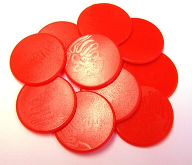 Grote Spel Fiches 38mm Rood (10 stuks)
