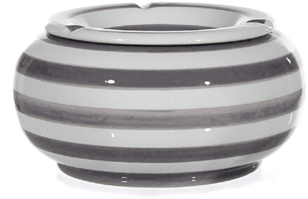 Grote stormasbak - grijs/wit gestreept - 23 cm - dolomiet - Rookwaren toebehoren