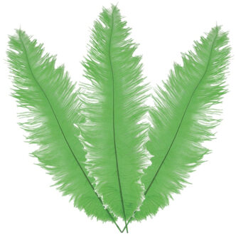 Grote struisvogelveer - 3x - groen - 40 cm - Charleston/jaren 20/twenties thema verkleed accessoire