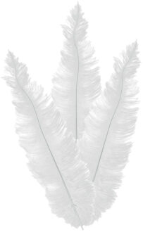 Grote struisvogelveer - 3x - wit - 40 cm - Charleston/jaren 20/twenties thema verkleed accessoire