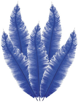 Grote struisvogelveer - 5x - blauw - 40 cm - Charleston/jaren 20/twenties thema verkleed accessoire