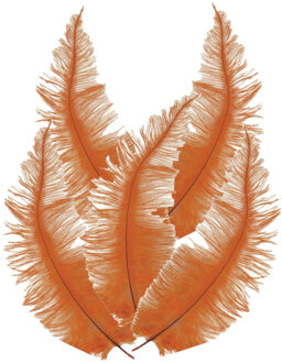 Grote struisvogelveer - 5x - oranje - 40 cm - Charleston/jaren 20/twenties thema verkleed accessoir
