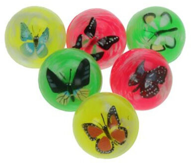 Grote stuiterballen met vlinder - Dia 4,5 cm - kinderen speelgoed - Dieren cadeau artikelen