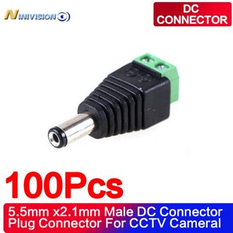 Grote verkoop 100 stks DC Connector CCTV mannelijke Plug Adapter Kabel UTP Camera Video Balun Connector 5.5x2.1mm