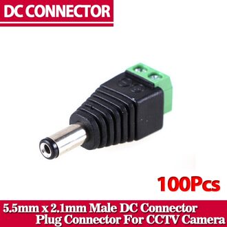 Grote Verkoop 100Pcs Dc Connector Cctv Mannelijke Plug Adapter Kabel Utp Camera Video Balun Connector 5.5X2.1Mm