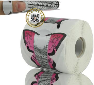 Grote Verkoop! Zelfklevende Vlinder Nail Form Nail Levert Gereedschap Nail Art Tip Uitbreiding Nail Formulieren Voor Acryl Uv Gel 300pcs/Roll