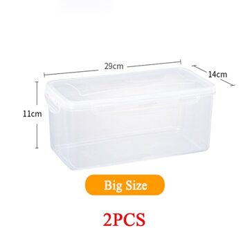 Grote Voedsel Opslag Container Met Deksels Plastic Keuken Koelkast Voedsel Verzegelde Doos Groenten & Fruit Verzegelde Organizer 2stk groot Size 3.5L