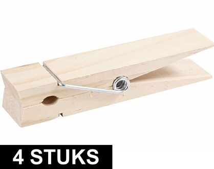 Grote wasknijper - 4x - 15 cm - hout - XXL - megaknijper - groot formaat knijpers