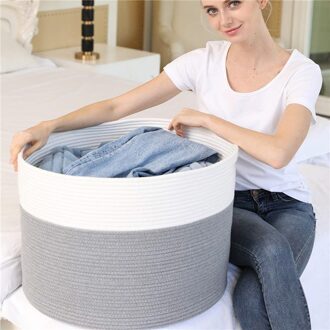 Grote Wasmand Katoenen Touw Geweven Vuile Kleren Speelgoed Opslag Bin Mand Met Handgrepen Voor Thuis Hotel