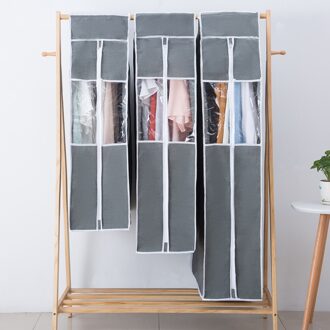 Grote Waterdichte Stofdichte Kleding Cover Voor Kledingstuk Pak Jurk Jas Doek Protector Case Home Plastic Garment Cover Bag Wf grijs / 60x100cm