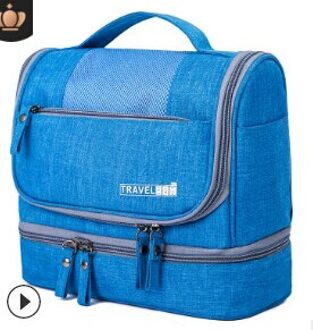 Grote Waterdichte Veelzijdige Reizen Cosmetische Bag Opknoping Toilettas Kit Organizer Us Blauw