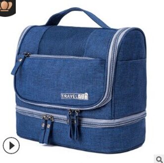 Grote Waterdichte Veelzijdige Reizen Cosmetische Bag Opknoping Toilettas Kit Organizer Us lucht blauw