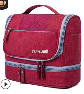 Grote Waterdichte Veelzijdige Reizen Cosmetische Bag Opknoping Toilettas Kit Organizer Us Rood