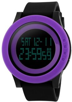 Grote Wijzerplaat Outdoor Mannen Sport Sport Apparatuur Waterdicht Alarm Casual Horloge paars zwart