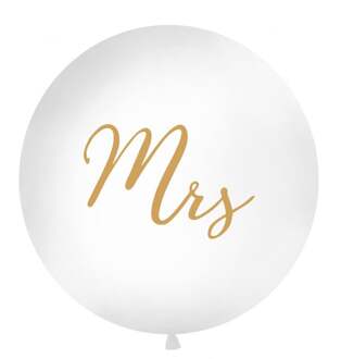 Grote witte ballon Mrs - Goud - 1m