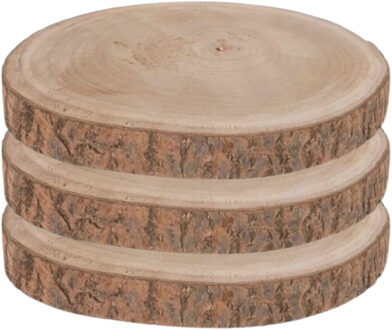 Grote woondecoratie ronde boomschijf - 3x - D40 cm - Paulowna hout