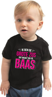 Grote zus de baas cadeau t-shirt zwart peuters / meisjes 92 (11-24 maanden)