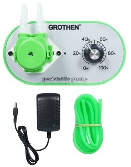 GROTHEN G1028-2 Peristaltic Pump 7ml/min-57ml/min Adjustable Flow Rate Food Grade Platinum Vulcanized Silicone Tube 2mmx4mm for DIY Aquarium Lab Chemical Analysis Dosing Additives - with Adapter 100-240V