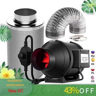 Grow box 190 CFM Inline Duct Ventilation Fan with Variable Speed Controller for Growbox Indoor Hydroponics Grow Tent Ventilation