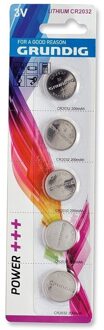 Grundig 5x Grundig knoopcel batterijen CR2032 - 3V - knoopcelbatterijen / knoopbatterijen