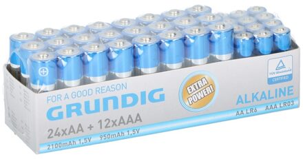 Grundig Batterijen mix pakket - R06 AA en LR03 AAA - 144x stuks - alkaline batterijen