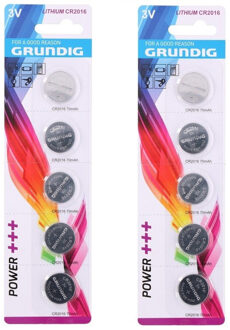 Grundig Knoopcel batterijen - 10x - CR2016 - 3V - knoopbatterijen