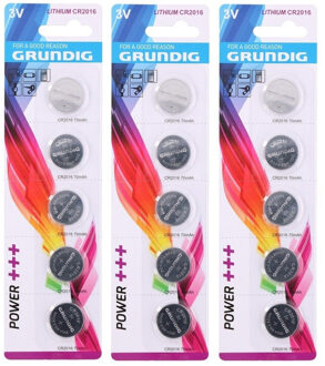 Grundig Knoopcel batterijen - 15x - CR2016 - 3V - knoopbatterijen