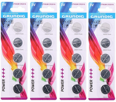 Grundig Knoopcel batterijen - 20x - CR2016 - 3V - knoopbatterijen