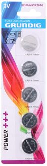 Grundig Knoopcel batterijen - 5x - CR2016 - 3V - knoopbatterijen