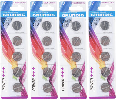 Grundig Knoopcel batterijen CR2025 - 3V - Lithium - 20x stuks - knoopcelbatterijen/ knoopbatterijen