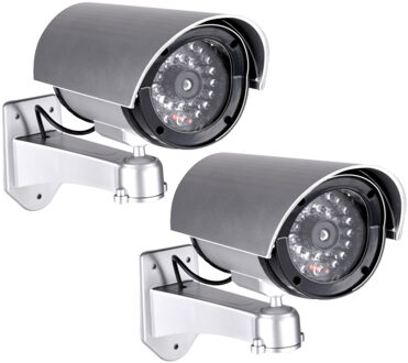 Grundig Pakket van 2x stuks dummy beveiligingscameras met LED 11 x 8 x 17 cm