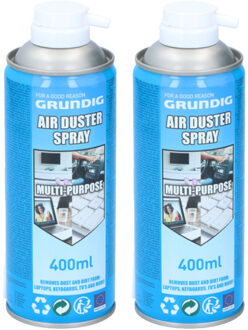 Grundig Perslucht spuitbus - 2x - 400ml - air duster - voor pc - reiniger - compressed air