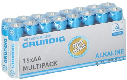 Grundig R06 Aa Batterijen 1.5 Volt 16 Stuks - Alkaline Batterijen - Voordeelpak