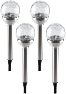 Grundig Solar tuinlamp - 4x - glazen bol - op zonne-energie - 25 cm - tuinverlichting