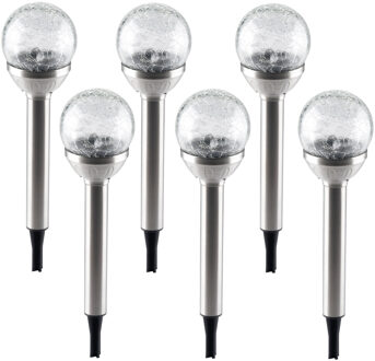 Grundig Solar tuinlamp - 6x - glazen bol - op zonne-energie - 25 cm - tuinverlichting