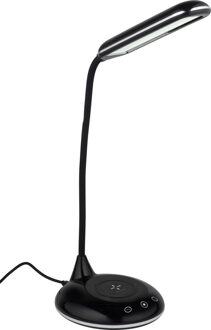 Grundig Tafellamp/bureaulampje USB LED zwart met draadloze oplader 48 cm