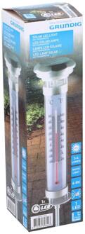 Grundig tuinlamp-thermometer - solar - 57 cm - brandtijd 6-8 uur Zilverkleurig