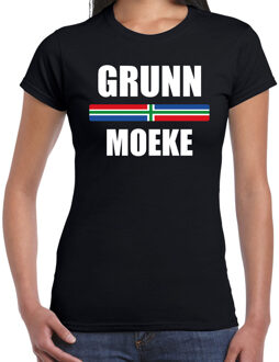 Grunn moeke met vlag Groningen t-shirts Gronings dialect zwart voor dames S