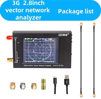 GS-200 2.8Inch Aanraken Screen 50Khz-3Ghz Vector Netwerk Analyzer Hf Vhf Uhf Antenne Analyzer Meten Zwart nanovna Saa V2 Simple match 2