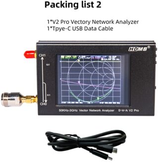 GS-200 2.8Inch Aanraken Screen 50Khz-3Ghz Vector Netwerk Analyzer Hf Vhf Uhf Antenne Analyzer Meten Zwart nanovna Saa V2 Simplified version1