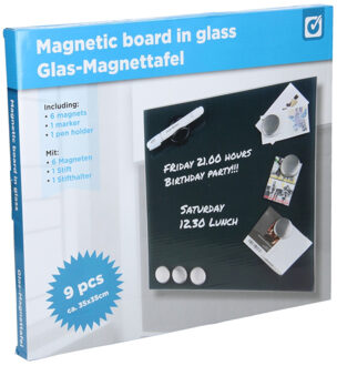 GS Quality Products Glazen magneetbord - zwart