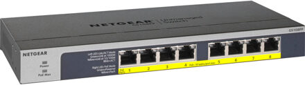 GS108PP switch (8-Port POE/POE+gigabit unmanaged) Switch Zwart